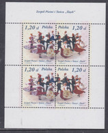 Pologne N° 3827 / 28 XX Anniv. Groupe Folk "Slask": Les 2 Paires Se Tenant En Une Petite Feuille  Sans Charnière, TB - Feuilles Complètes