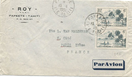 OCEANIE-N° 196x2 / LETTRE Par AVION Pour PARIS -C à D / PAPEETE   / 15-6-1951/ILE TAHITI - Storia Postale