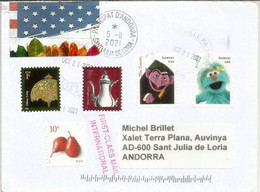 'Sesame Street' Stamps.(50th Anniversary) American Educational Children's Television Series,on Letter USA To Andorra - Briefe U. Dokumente