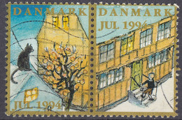 DANMARK - 1994 - Coppia Obliterata Di Erinnofili In Tema Natalizio. - Errors, Freaks & Oddities (EFO)