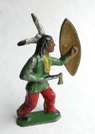 FIGURINE PLOMB CREUX BF BLANCHERIE ET FRERES INDIEN TOMAHAK ET BOUCLIER - Soldats De Plomb