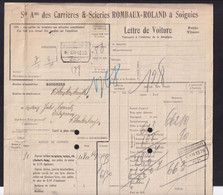 DDAA 771 --  Lettre De Voiture Cachet De Gare SOIGNIES 1929 - Entete S.A. Carrières Et Scieries Rombaux-Roland - Altri & Non Classificati