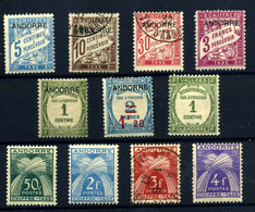 Andorra Francesa (tasas) Nº 1/3,8/9,13,16, 23,26/28. Años 1931/46 - Gebruikt