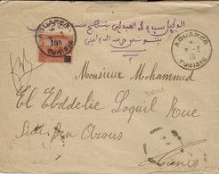 1916- Enveloppe Affr. 15 C /10 C  D'AGUAREB / TUNISIE - Lettres & Documents