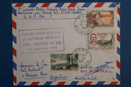 AK12 FRANCE BELLE  LETTRE 1960  1ERE LIAISON  AIR FRANCE PARIS  BUENOS AIRES   +++ AEROPHILATELIE +AFFRANCH. PLAISANT - - Premiers Vols