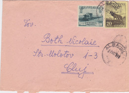 TRACTOR, DEER, STAG, STAMPS ON COVER, 1954, ROMANIA - Covers & Documents