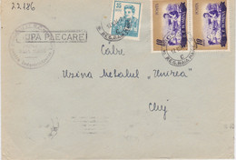 STUDENT, PIG FARM, STAMPS ON COVER, 1956, ROMANIA - Covers & Documents