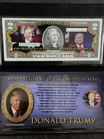 COFFRET DONALD TRUMP / BILLET 2 DOLLARS + HALF DOLLAR COLORISE SUR KENNEDY / CERTIFICAT / USA - Colecciones