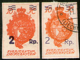 LIECHTENSTEIN Serie X 2 Sellos RESELLADOS POR LA ADMINISTRACIÓN SUIZA Año 1921 – Valorizada En Catálogo U$S 51.40 - Altri & Non Classificati