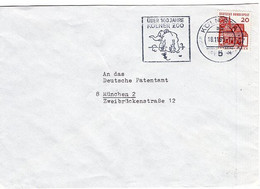 50558 - Bund - 1965 - 20Pfg. Kl.Bauten EF A. Bf. KOELN - UEBER 100 JAHRE KOELNER ZOO -> Muenchen - Olifanten
