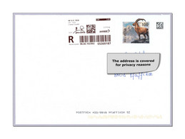 Switzerland 2021 (G6) Label Cover Steinbock Ibex Mountains Stationery Envelope Registered Cover - Lettres & Documents