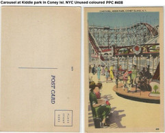 Carousel At Kiddie Park In Coney Isl. NYC Unused Coloured PPC #408 - Parken & Tuinen