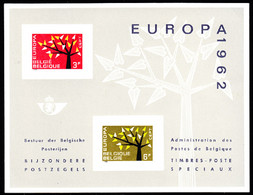 BELGIUM(1962) Stylised Tree. Scott Nos 582-3. Yvert Nos 1222-3. Europa Issue.  Deluxe Proof (LX38) Of 2 Values. - Deluxe Sheetlets [LX]