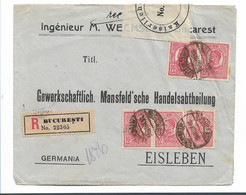 Rum125 / RUMÄNIEN - Karl I , 5 X Auf Einschreiben Nach Eisleben, Deutschland , Zensiert Kaiserliche Bahnpost 1016 - Briefe U. Dokumente
