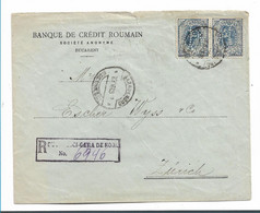 Rum126 / RUMÄNIEN - Karl I , Mi.Nr. 138X Auf Bankbrief 1906 Nach Zürich - Mit Firmenlochung BCR - Briefe U. Dokumente