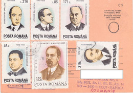 GREAT UNION ANNIVERSARY, PERSONALITIES STAMPS, INTERNATIONAL LETTER RECEIPT CONFIRMATION, 1994, ROMANIA - Cartas & Documentos