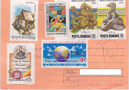 WATERMILL, CHILDREN PAINTING, NICE STAMPS, INTERNATIONAL LETTER RECEIPT CONFIRMATION, 1995, ROMANIA - Cartas & Documentos