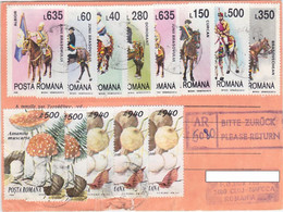 FOLKLORE COSTUMES, MUSHROOMS STAMPS, INTERNATIONAL LETTER RECEIPT CONFIRMATION, 1995, ROMANIA - Cartas & Documentos