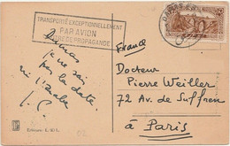 SYRIE - Carte Postale TRANSPORTEE EXCEPTIONNELLEMENT PAR AVION - DAMAS POUR PARIS - Briefe U. Dokumente