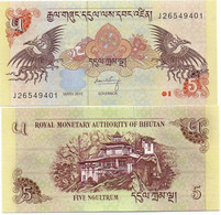 BHUTAN  1+5 NGULTRUM 2006+2015 UNC  D-1146 - Bhutan