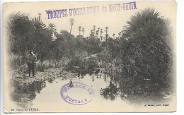 MAROC Guerre 14 18 Griffe Violette Troupes D'Occupation Du Haut Ghuir + Cachet Franchise Postale 2.1915 Cpa Oasis ....G - Lettres & Documents