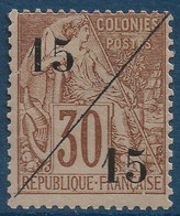 Colonies France Cochincine N°5* 15c/15c Sur 30c Brun TB - Nuovi