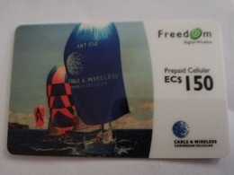 CARIBBEAN ISLANDS EC $ 150,-PREPAID / SAILBOAT  SERIE 1103- GREEN  LOGO  DIGITAL WIRELESS, Used ** 6727** - Andere - Amerika