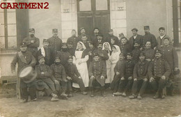 CARTE PHOTO : 136eme REGIMENT MILITAIRE SOLDATS A TARTAS LANDES TAMBOUR INFIRMIERE HOPITAL GUERRE 40 ? - Tartas