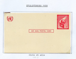 NU New York - Vereinte Nationen Entier Postal 1959 Y&T N°EPPA1959-01 - Michel N°GZSF1959-01 *** - 5c Aile Et Globe - Briefe U. Dokumente