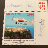 SP) 2010 MONACO, FIRST INTERNATIONAL ELECTRIC MAIL FLIGHT, MNH - Autres & Non Classés