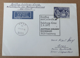 Österreich Luftpost  Salzburg Graz 1971   #cover5466 - Premiers Vols