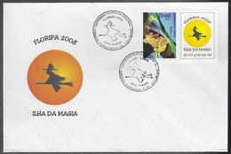 Brazil 2008 Cover Personalized Stamp National Philatelic Exhibition in Florianópolis Magic Island Witch Flying In Broom - Gepersonaliseerde Postzegels
