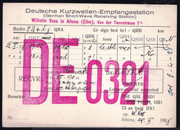 ALTONA 1928 DEUTSCHE KURZWELLEN EMPFANGSSTATION - SHORT WAVE - AMATEUR RADIO STATION  WILHELM VOSS -  DE0321 - Autres & Non Classés