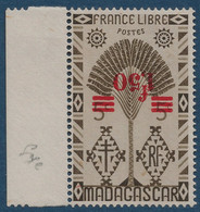 FRANCE Colonies Madagascar N°286a* BDFeuille Variété Surcharge Renversée ! TTB & Rare Signé A.BRUN - Nuovi