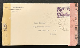 OCEANIE DAGUIN DE TAHITI SUR TP FRANCE LIBRE 1944 SUR LETTRE CENSUREE 2 FOIS POUR LES ETATS UNIS COVER - Covers & Documents