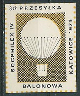 Poland Label - Balloon 1974 (L032): Katowice Socphilex IV - Balloons