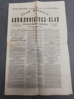 Krant/Journal Hasselt - Aankondigingsblad 1866 - Druk J. Billen, Hasselt  (P239) - Algemene Informatie