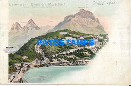177148 SWITZERLAND RAILWAY FOUNTAIN MORSCHACH VIEW PARTIAL POSTAL POSTCARD - Morschach