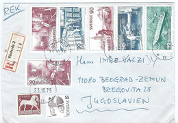 Sweden Västerås Registered Letter 1975 Via Yugoslavia,stamps: 1975 Watch, Guard, Help.police, Fireman,medicine,drugs,dog - Briefe U. Dokumente