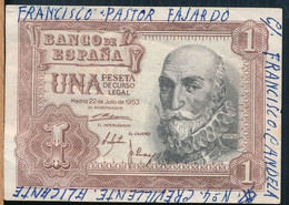 °°° SPAIN - 1 PESETA 1953 °°° - 1-2 Peseten