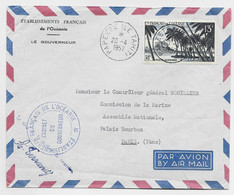 OCEANIE PA 13FR SEUL LETTRE COVER PAPEETE ILE TAHITI 20.4.1957 + ENTETE GOUVERNEUR - Storia Postale