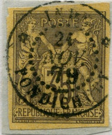 !!! INDE, N°45 SUR FRAGMENT, OBLITÉRÉ CACHET À DATE INDE – PONDICHÉRY. SUPERBE - Sage