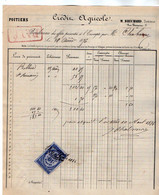 VP18.840 - 1876 - Bordereau - Crédit Agricole M.BRECHARD Directeur à POITIERS - Bank & Insurance