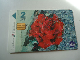 LATVIA    USED CARDS  PAINTING  ROSES - Lettonie