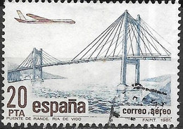 SPAIN 1981  Air.  Rande Bridge, Ria De Vigo - 20p - Blue And Brown FU - Usati