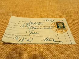 FRANCOBOLLO 60 CENTESIMI 1945 CON USO FISCALE - Revenue Stamps