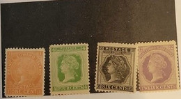 O) 1872 PRINCE EDWARD ISLAND, BRITISH CROWN COLONY, QUEEN VICTORIA, SCT 11-16, 1c Brown Orange, 2c Ultra, 3c Rose, 4c Gr - Nuevos