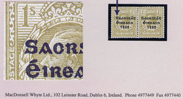 Ireland 1922-23 Thom Saorstat 3-line Ovpt On 1s, Variety 'S Over E' In A Horizontal Pair Fresh Mint - Unused Stamps