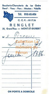 Mont-Saint-Guibert - Boucherie Renglet - Note De Frais 1974 - Alimentos