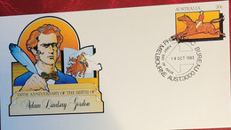 SP) 1983 MELBOURNE AUSTRALIA, FDC, 150TH ANNIVERSARY BIRTH ADAM LINDSAY, HORSEMAN, FIRST AUSTRALIAN POET, XF - Other & Unclassified